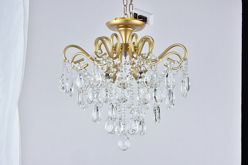 AU3916/4-450  MATT GOLD+CR Люстра Хрусталь,  матовае золото хром, E27*4*60W