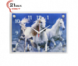 2535-2022 3D (5) Часы настенные "3 белых коня" "21 Bek"