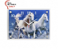 2535-2022 3D (5) Часы настенные "3 белых коня" "21 Bek"