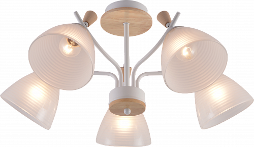 AU12104/5 WH+WOOD Светильник потолочный, Ø600*280, E27*60W Белый+Дерево