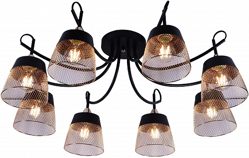 AU11414/8 BK+FGD Люстра, черный+золото, Е27 8х60W