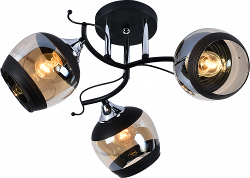 AU11639/3 BK+CR Люстра, Ø520*250, черный+хром, Е27 3х60W