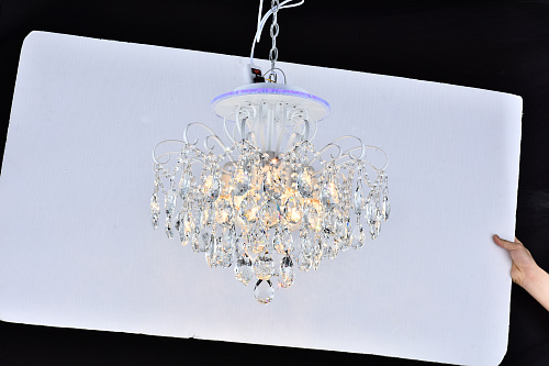 AU3924/6-500  WH+SILVER PN+RGB Люстра Хрусталь, белая патина+серебро , Пульт ДУ E27*6*60W+LED*1*6W