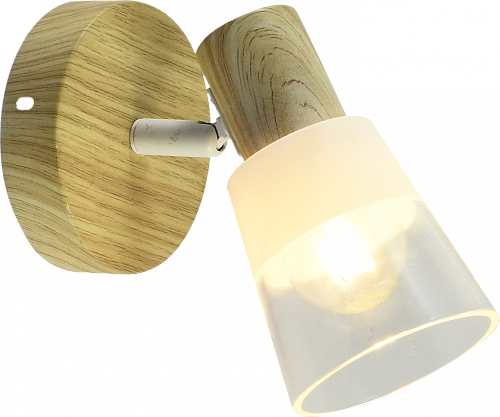 AU21603/1 WOOD+WH Спот, 170*100*140, белый+дерево, Е14 1х40W
