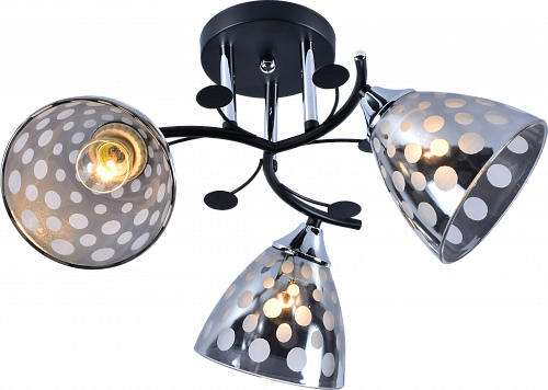 AU11631/3 BK+CR Люстра, Ø520*260, черный+хром, Е27 3х60W