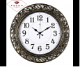 4051-107 (5) Часы настенные круг с узором d=39,5см, корпус черный с золотом "Классика" "Рубин"
