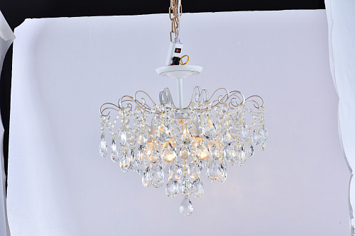 AU3908/6-550  WH+GOLD PN Люстра Хрусталь, белая патина+золото, E27*6*60W