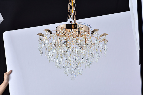 AU3901/6-540 FGD+LED Люстра Хрусталь, французское золото, Пульт ДУ, E27*6*60W+LED*6*2W