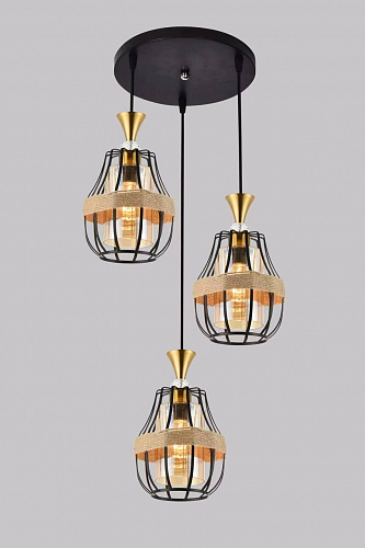 AU41857/3 BK Подвес, 3*E27*60W, Черный 60*20*26