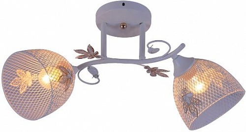 AU3509/2 WH+FGD Светильник потолочный E27 2*60W Матовый белый+Золото