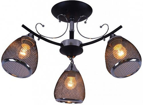 AU3503/3 BK+CR Светильник потолочный E27 3*60W Матовый черный+Хром