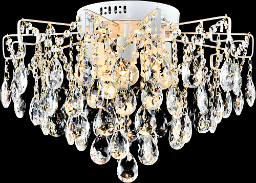 AU3918/5-500  WH+GOLD PN+LED Люстра Хрусталь,  белая патина+золото, E27*5*60W+LED*5*2W
