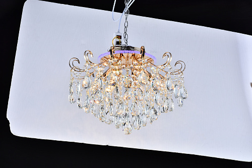 AU3926/6-500  FGD+RGB Люстра Хрусталь, золото+серебро , Пульт ДУ E14*6*40W+LED*1*6W